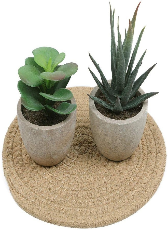 pepme Set of 4 Braided Jute Placemats, 20 cm Round, Best for Bed-Side Table/Center Table, Dining Table/Shelves (Natural Beige) - Image 1